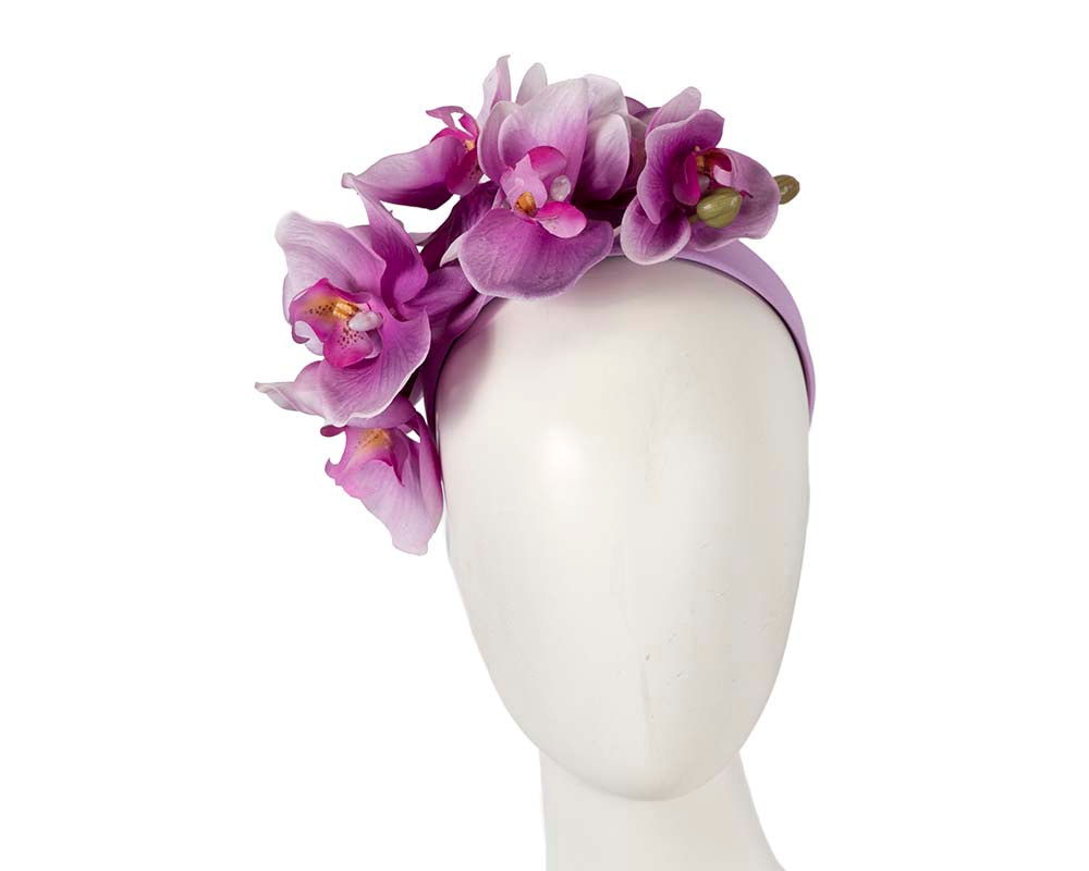 Life-like purple orchid flower headband by Fillies Collection