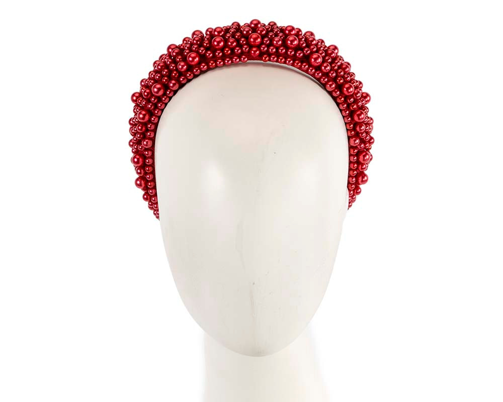 Red pearls fascinator headband