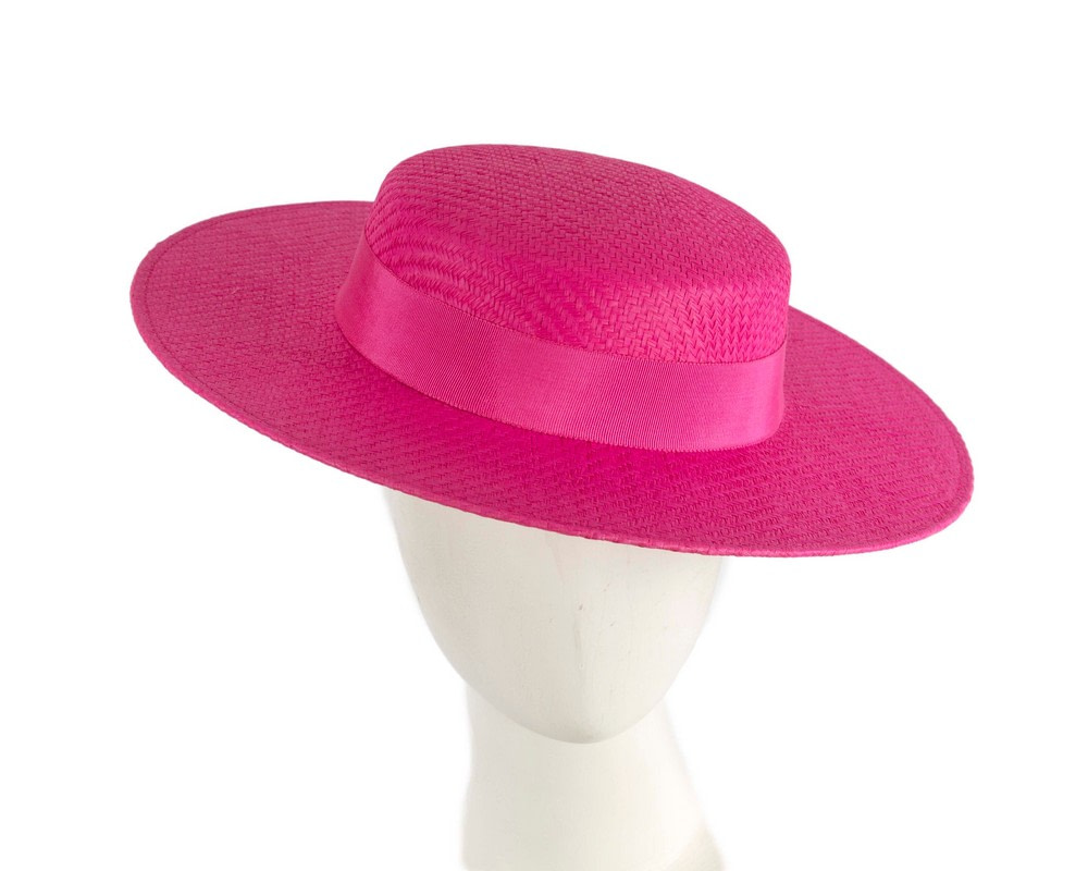 Fuchsia boater hat by Max Alexander