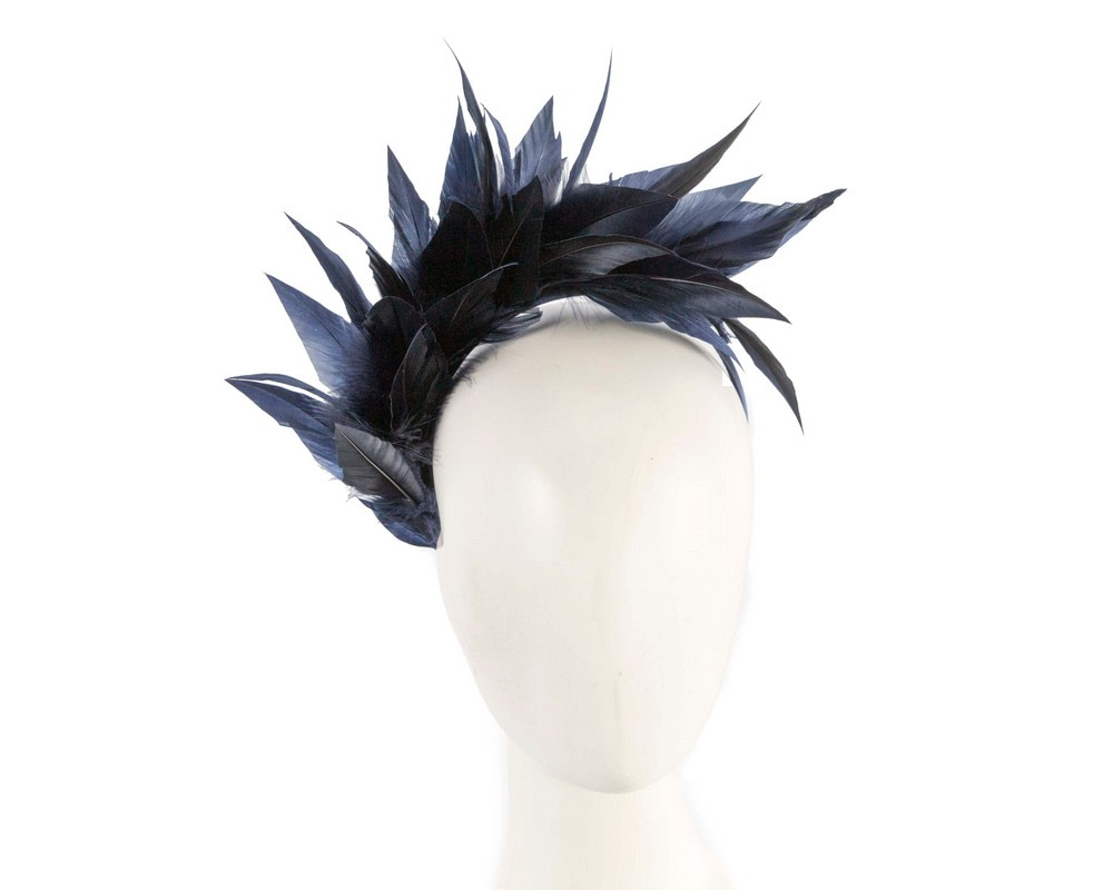 Navy feather fascinator headband by Max Alexander