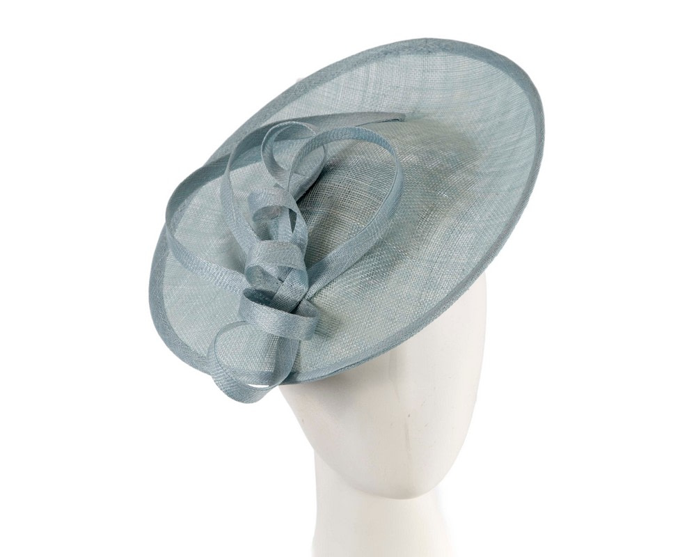 Wide light blue plate sinamay fascinator by Max Alexander