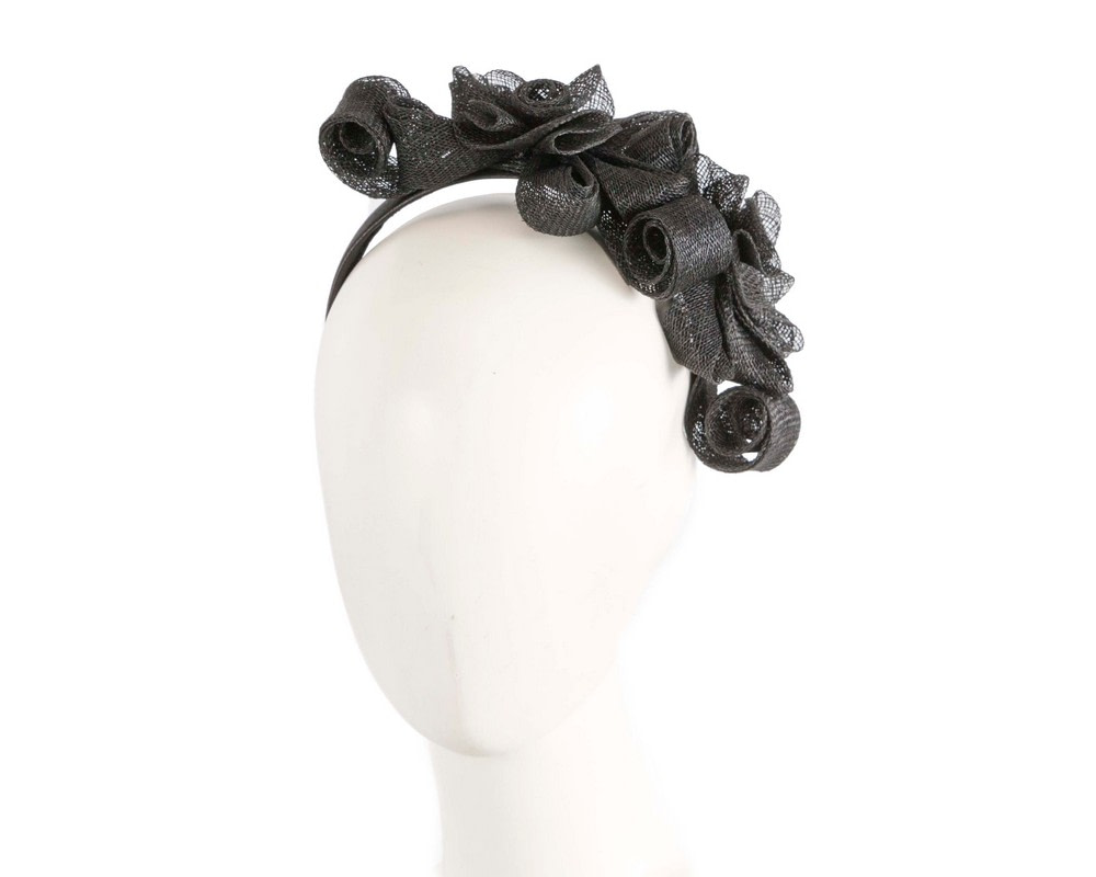 Black curly fascinator by Max Alexander