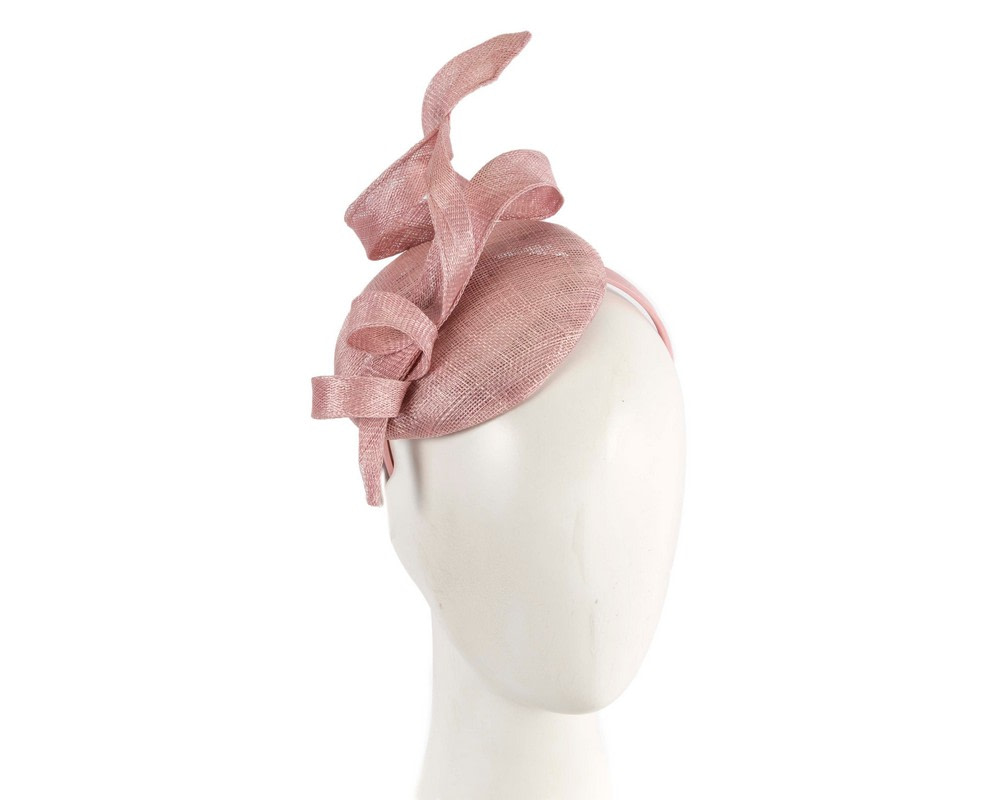 Tall dusty pink sinamay fascinator by Max Alexander