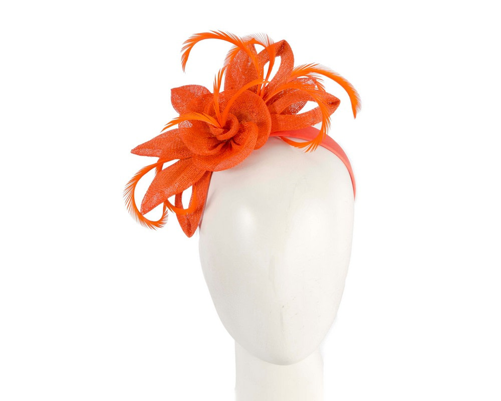 Orange flower fascinator headband by Max Alexander