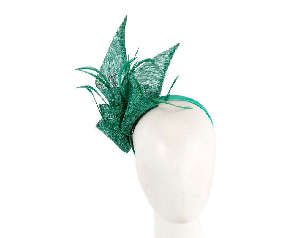 Pointy green sinamay fascinator by Max Alexander