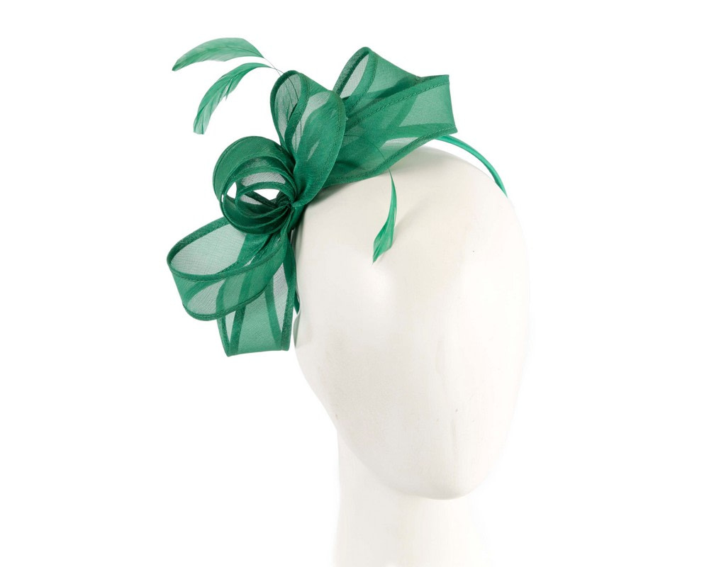 Small green organza headband by Max Alexander