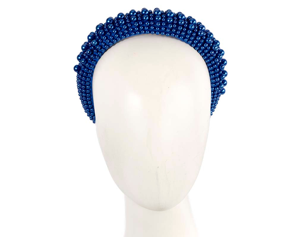 Royal blue pearls fascinator headband