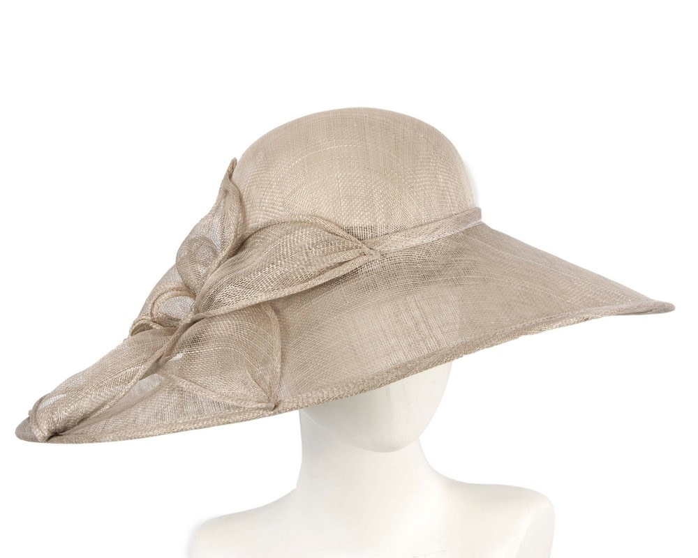 Large silver sinamay hat by Max Alexander