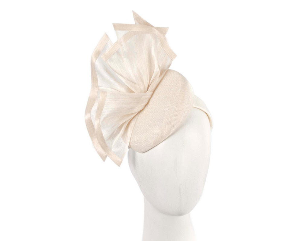 Bespoke cream spring racing fascinator pillbox by Fillies Collection