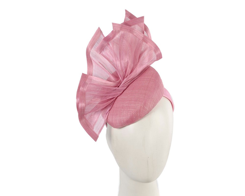 Bespoke dusty pink spring racing fascinator pillbox by Fillies Collection