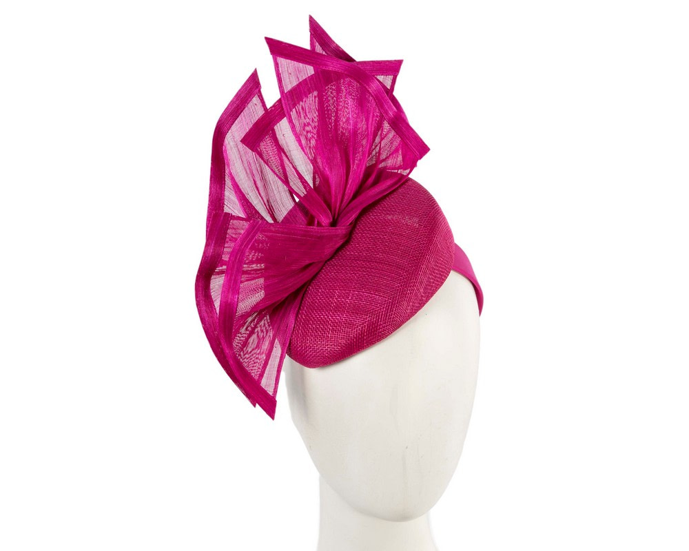 Bespoke fuchsia spring racing fascinator pillbox by Fillies Collection