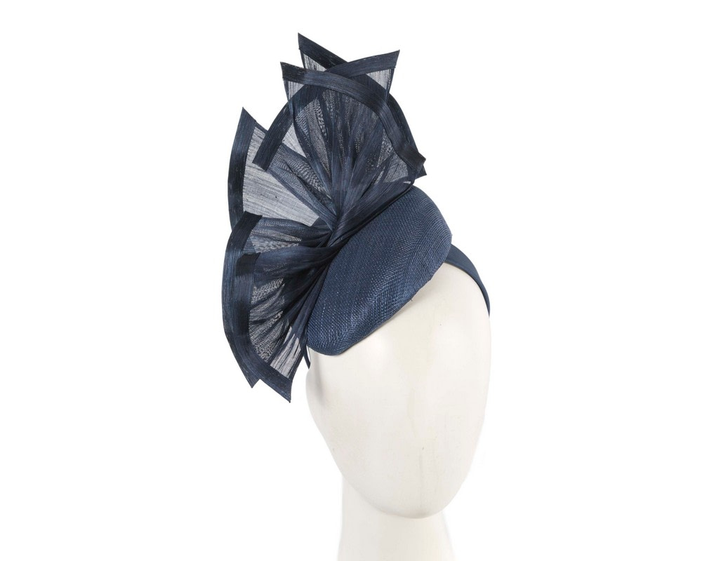 Bespoke navy spring racing fascinator pillbox by Fillies Collection