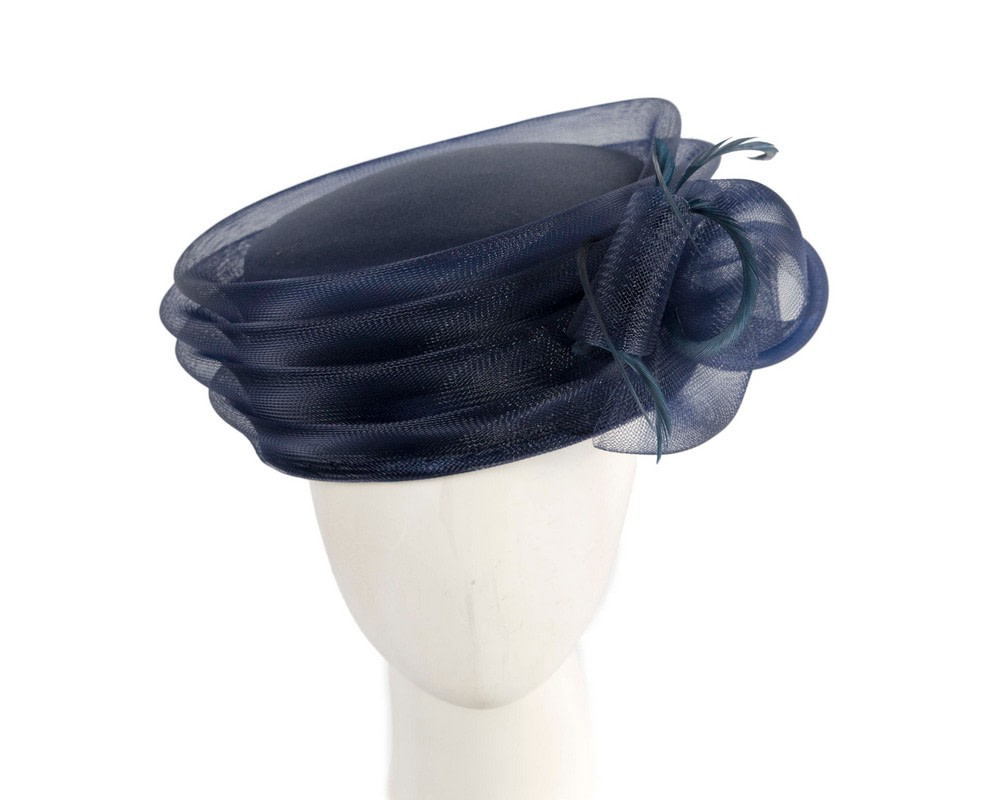 Navy custom made fashion hat by Cupids Millinery