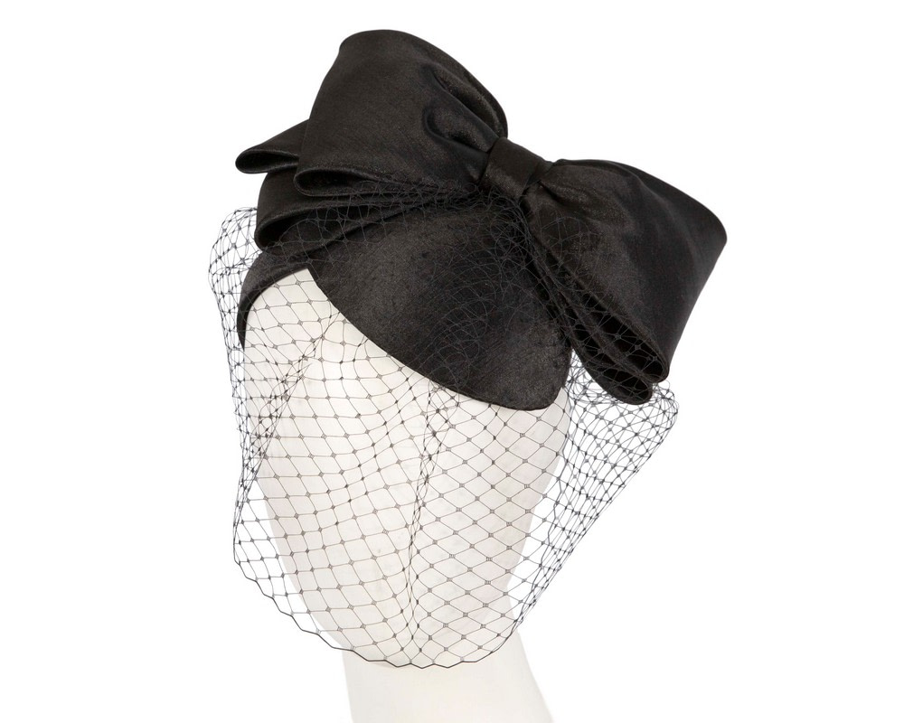 Large black bow fascinator with veil by Max Alexander