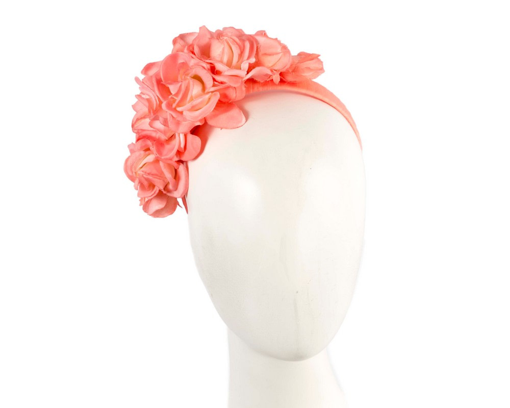 Elegant coral flower headband by Max Alexander