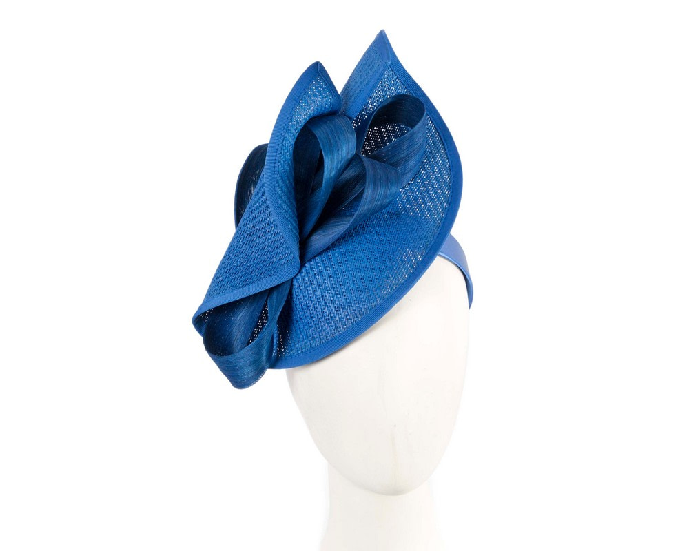 Royal blue designers racing fascinator with bow by Fillies Collection