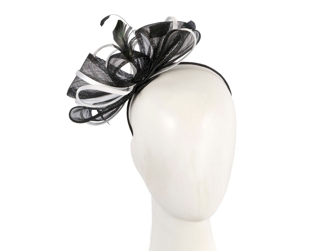 Black and white bow fascinator