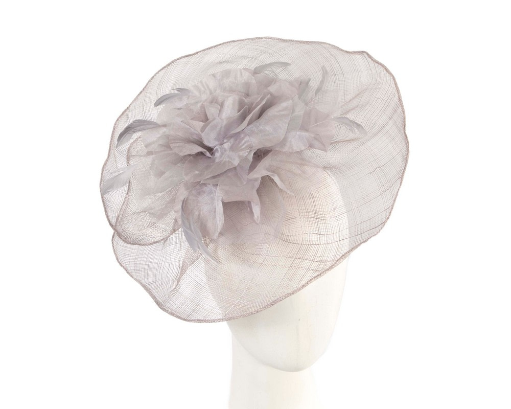 Large silver fascinator with flower