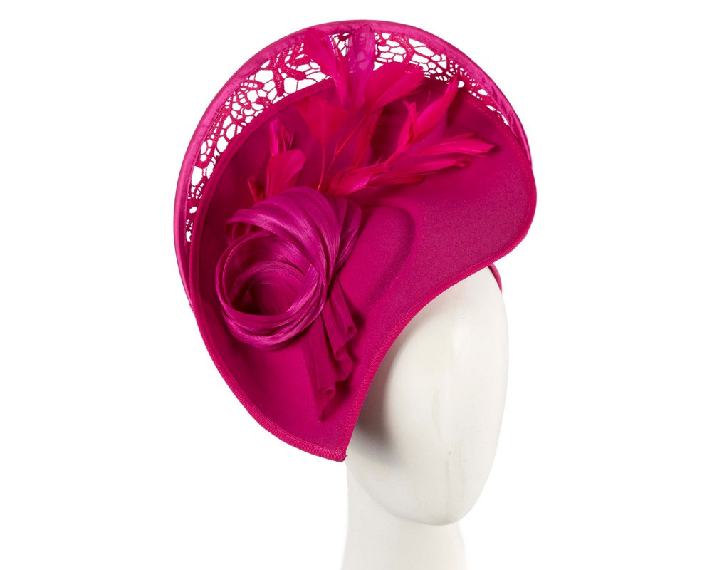 Large fuchsia winter fascinator by Fillies Collection