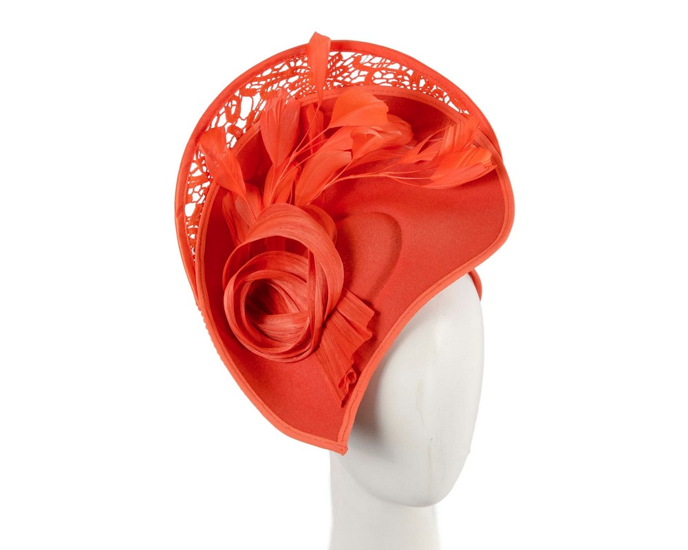 Large orange winter fascinator by Fillies Collection