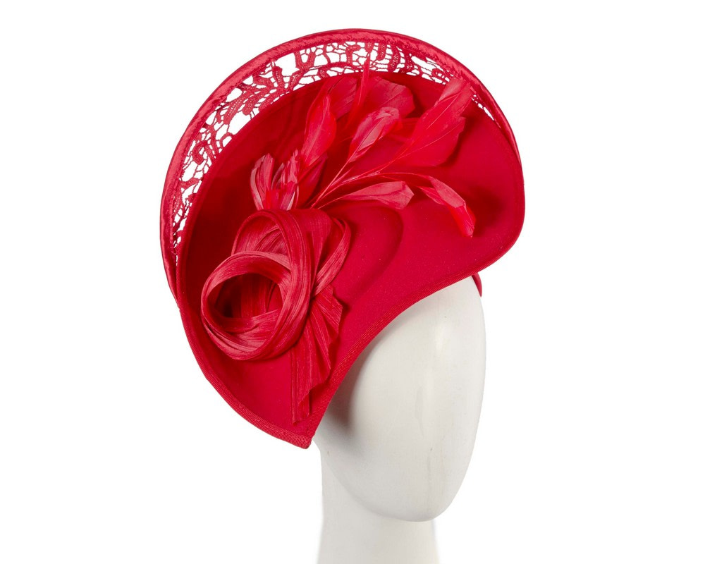 Large red winter fascinator by Fillies Collection