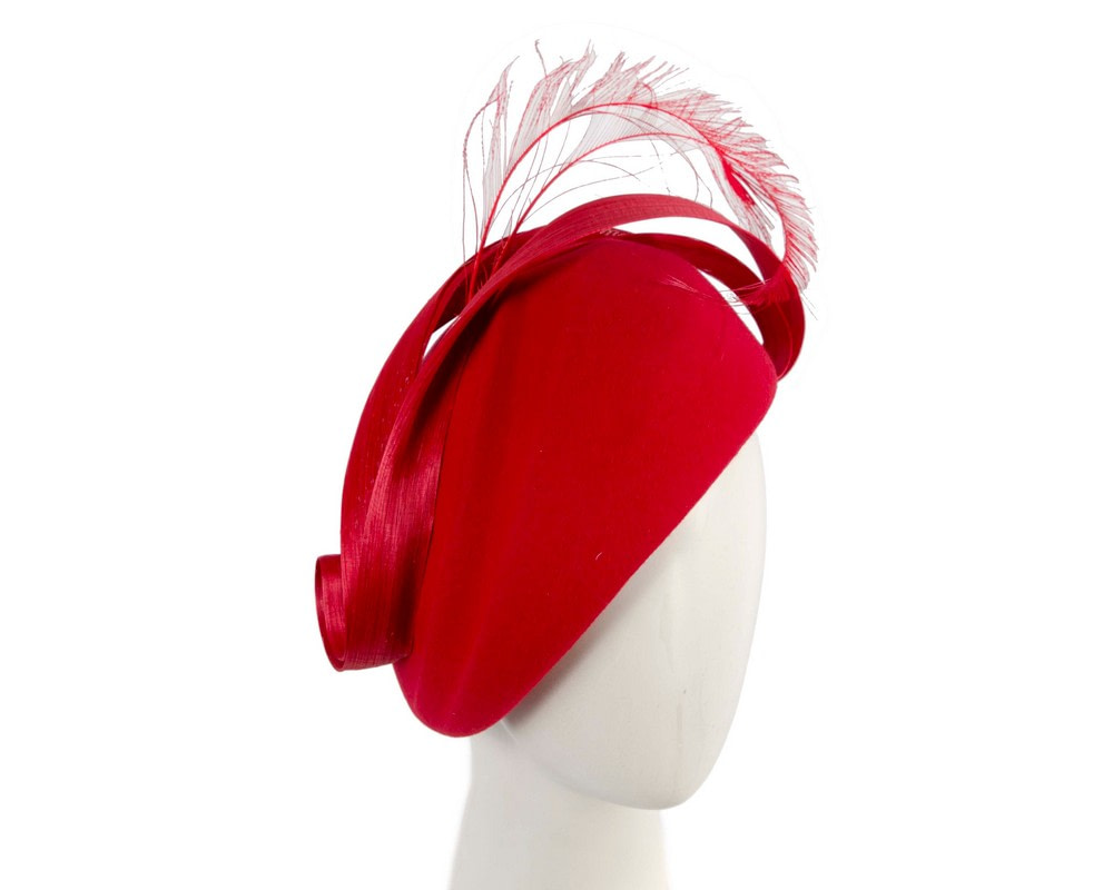 Red felt hat by Fillies Collection