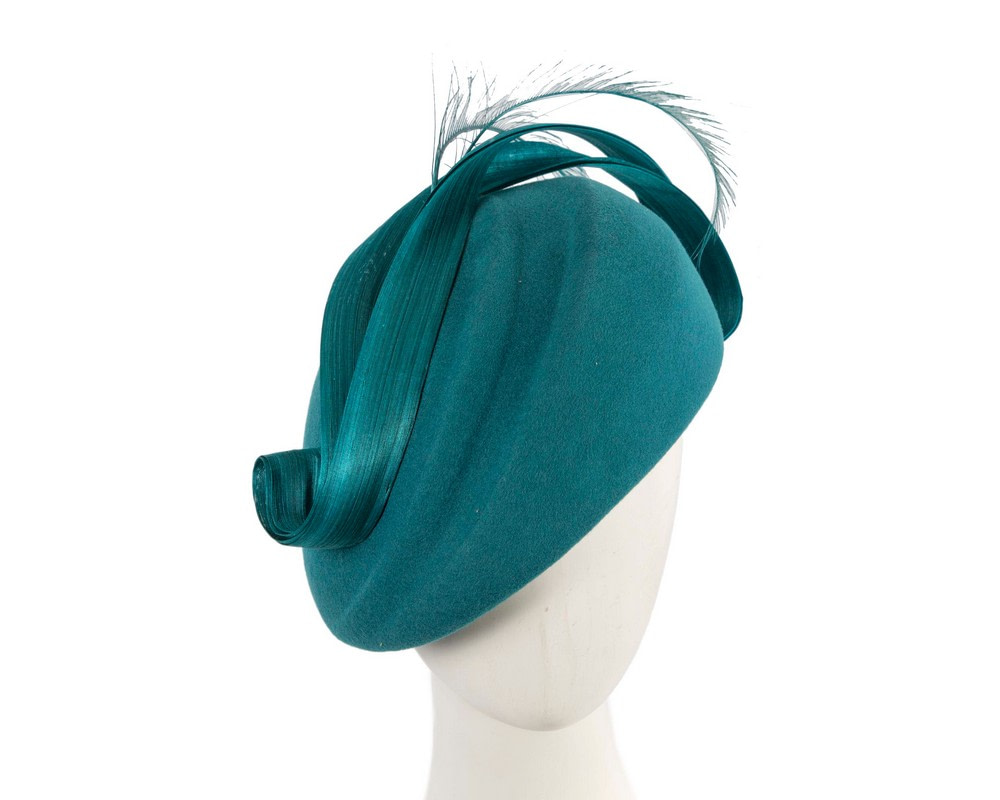 Teal green felt hat by Fillies Collection