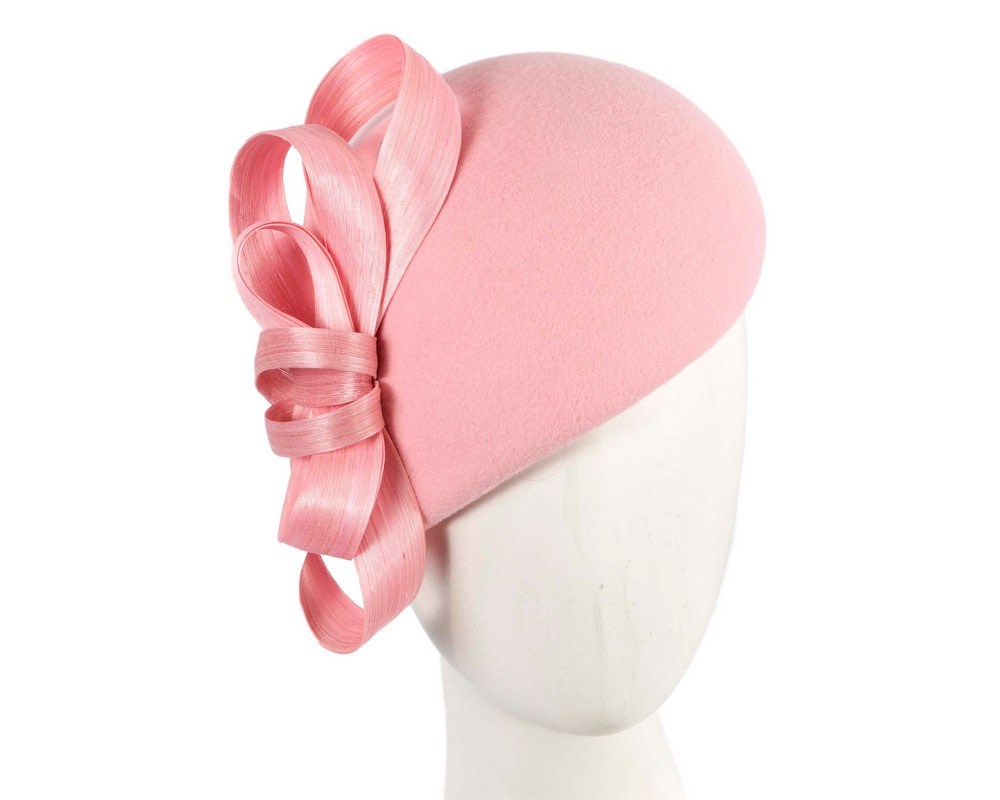 Pink winter felt beret hat by Fillies Collection