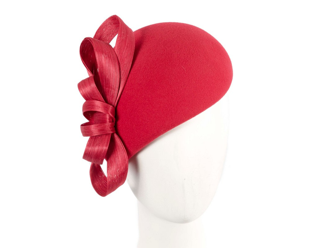 Red winter felt beret hat by Fillies Collection