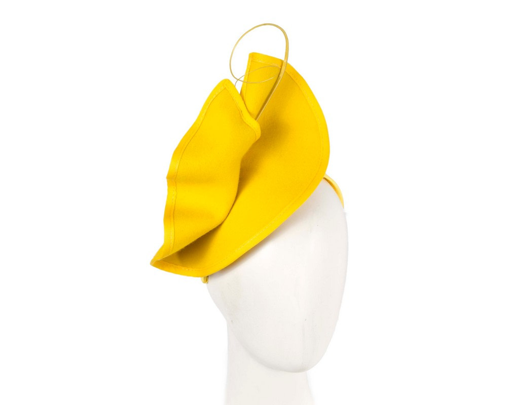 Yellow felt winter fascinator by Fillies Collection