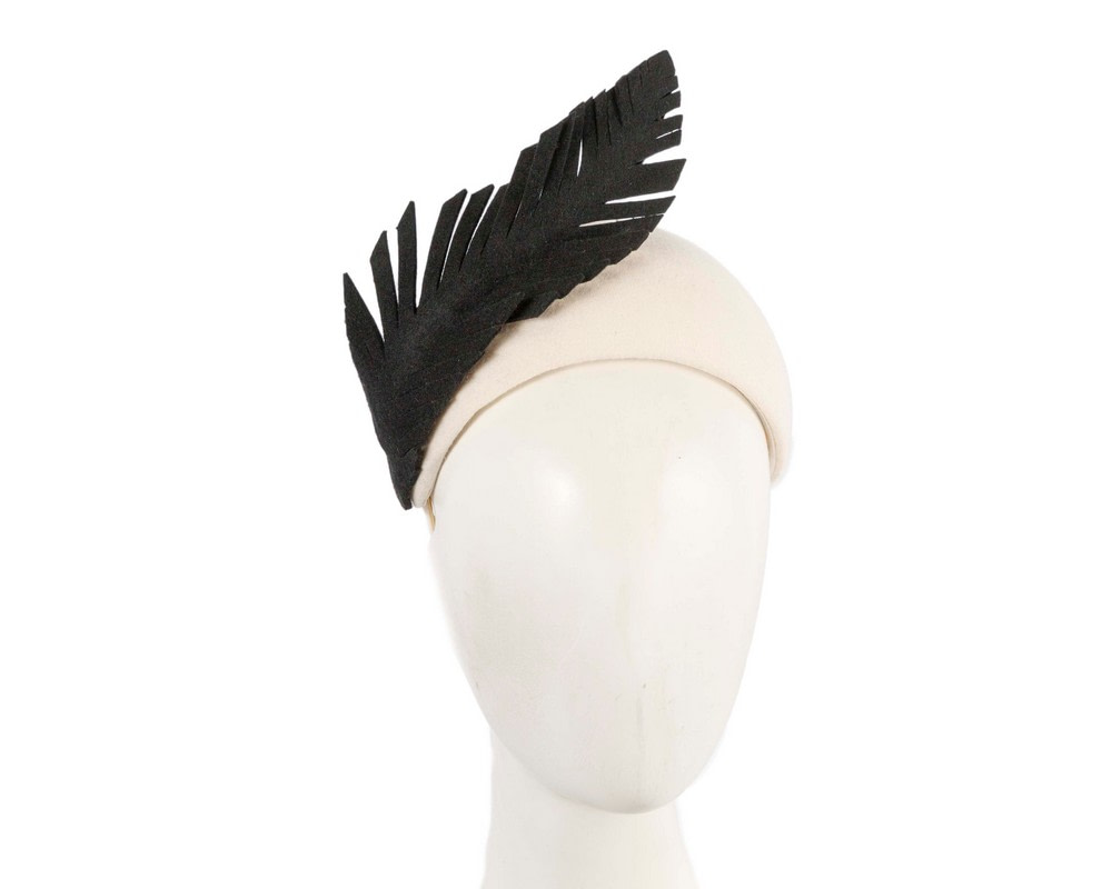 Bespoke cream & black winter fascinator by Fillies Collection