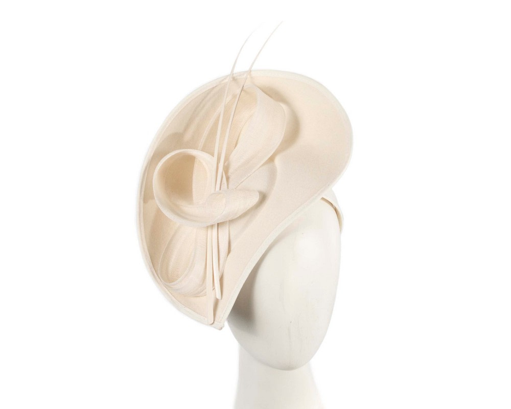 Cream winter fascinator with bow and feathers