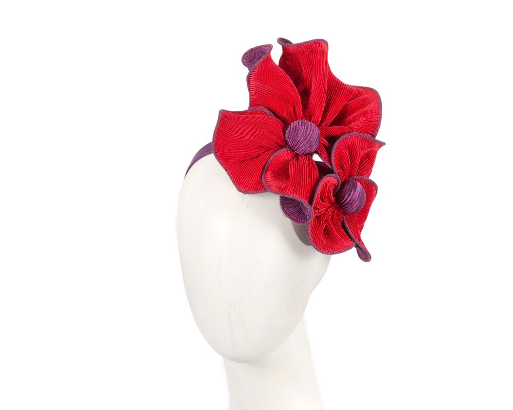 Novel design red & purple flower fascinator
