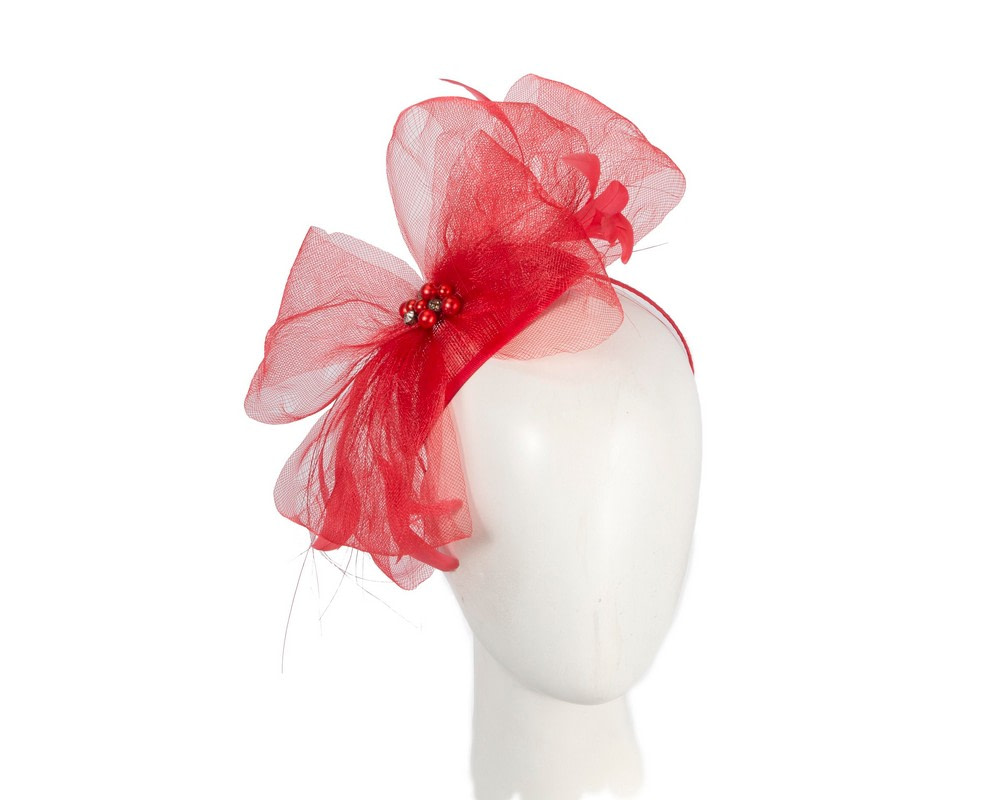 Red crinoline bow fascinator headband
