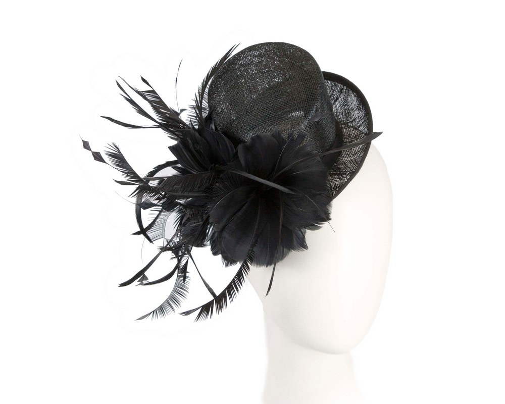 Black sinamay top hat fascinator