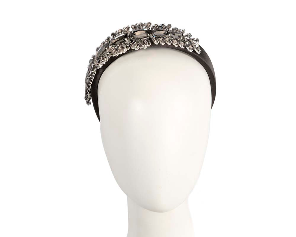 Black crystals fascinator headband