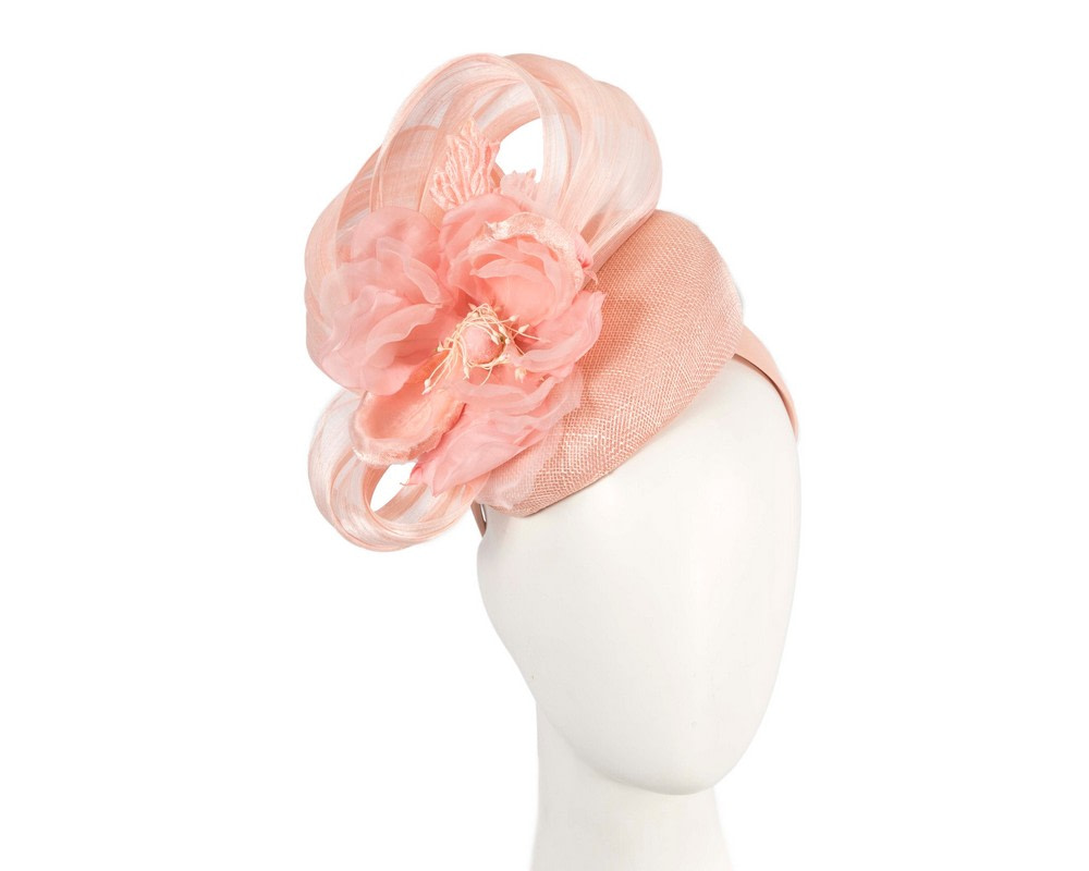 Pink flower pillbox racing fascinator by Fillies Collection