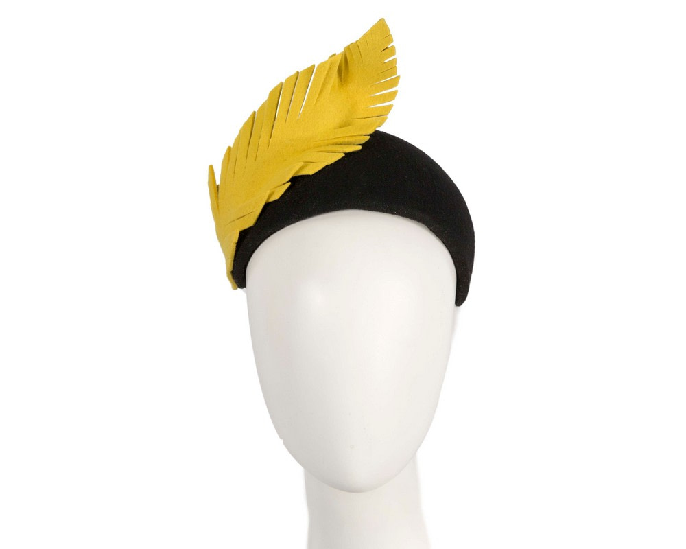 Bespoke black & yellow winter fascinator by Fillies Collection