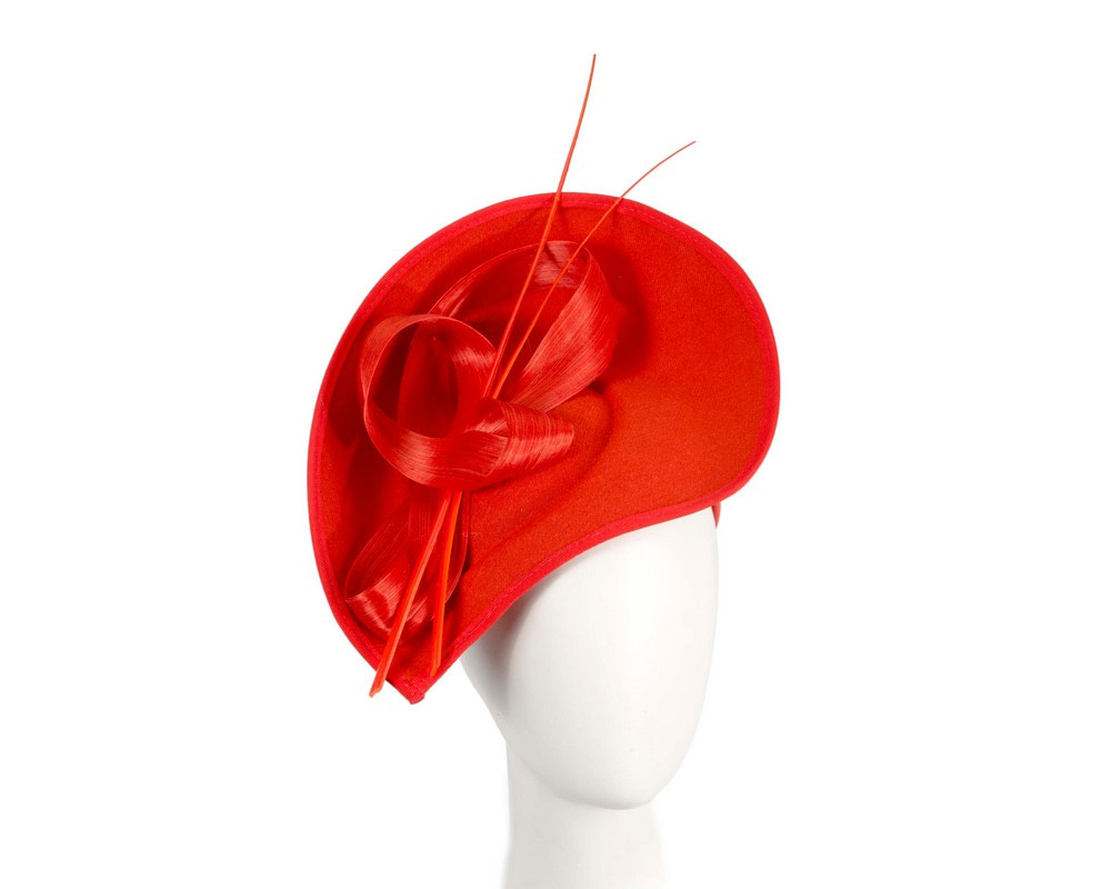 Orange winter fascinator with bow and feathers