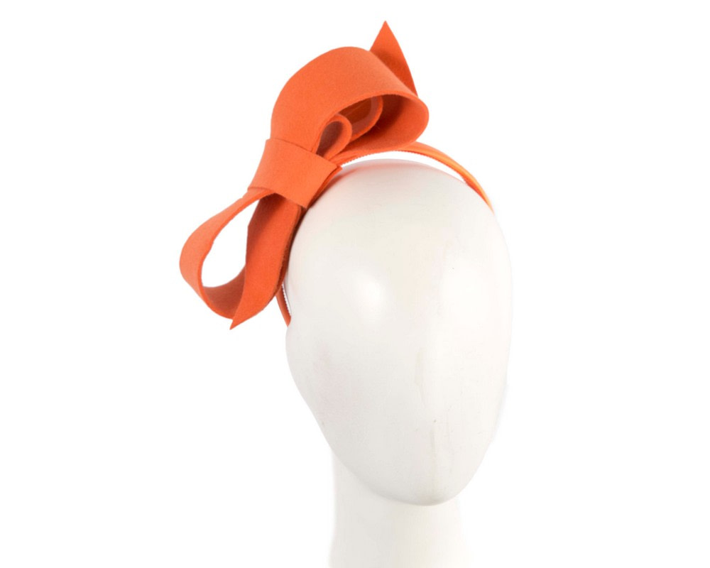 Orange felt bow fascinator by Max Alexander