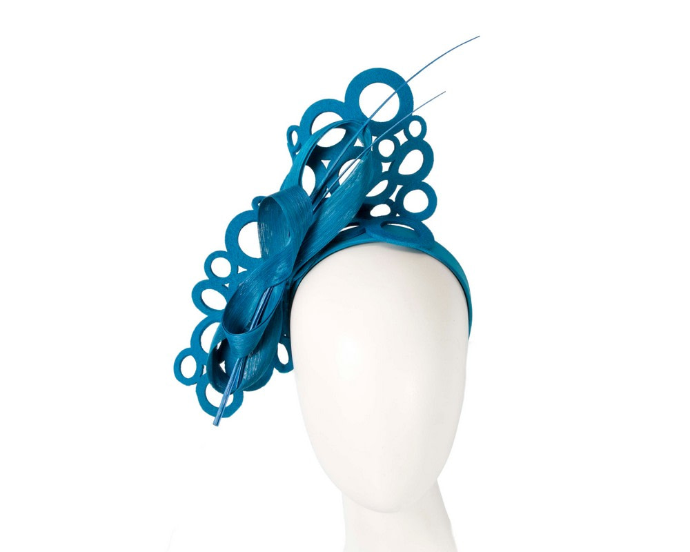 Bespoke blue fascinator by Fillies Collection