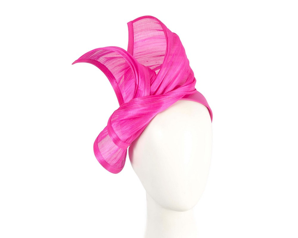Twisted hot pink silk abaca fascinator by Fillies Collection