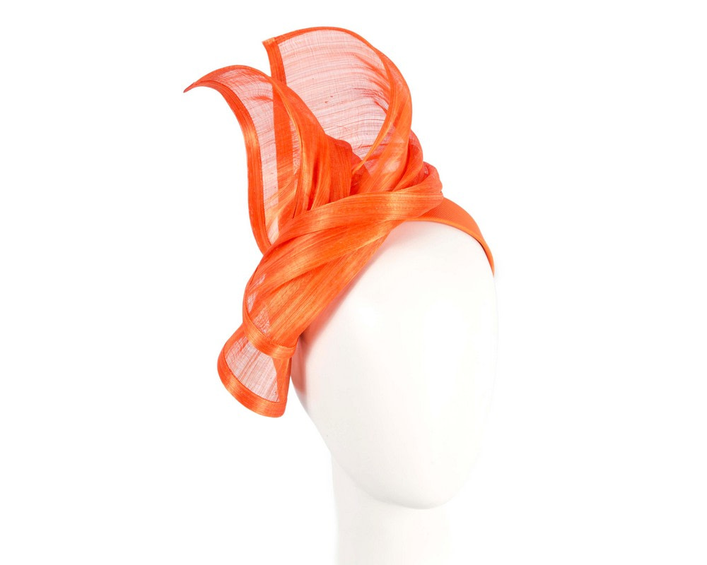 Twisted orange silk abaca fascinator by Fillies Collection