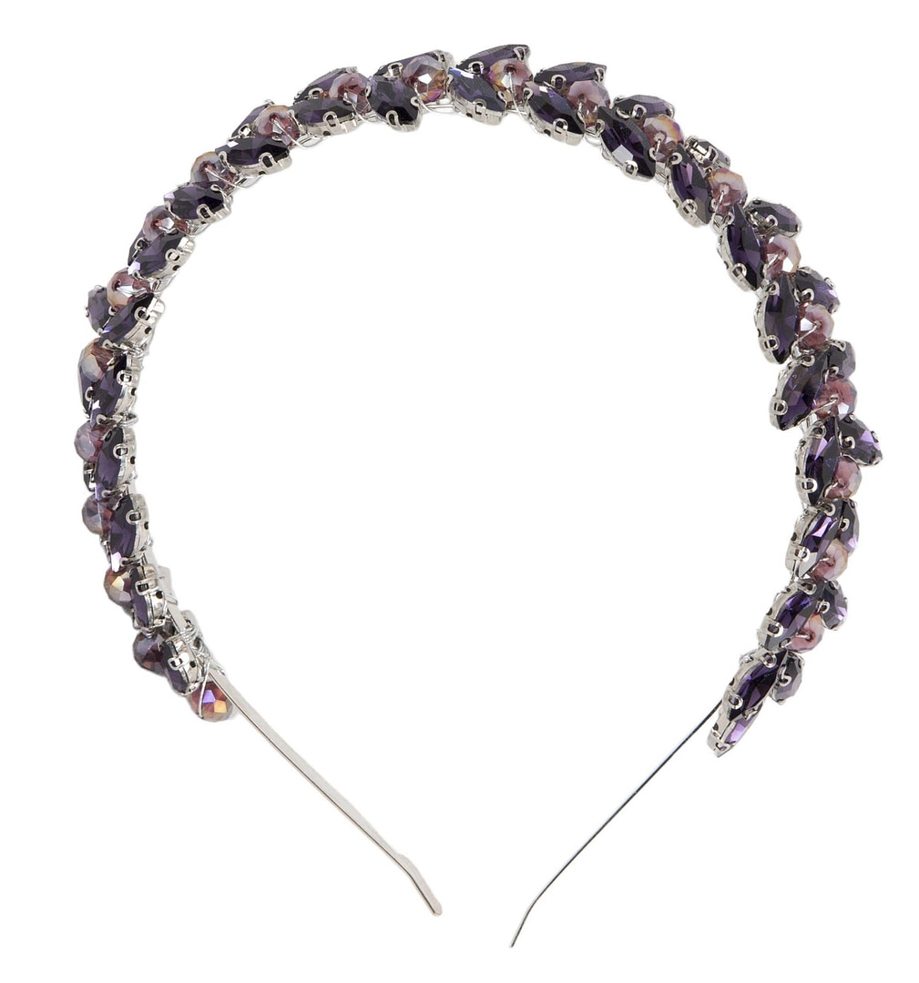 Petite purple crystal fascinator headband - Image 2