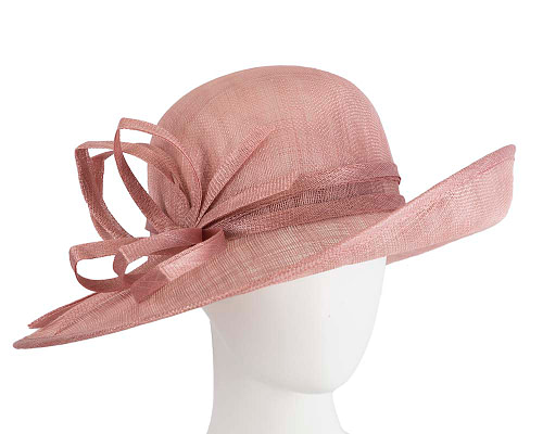 Wide brim dusty pink racing hat by Max Alexander