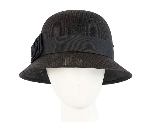 Black spring racing cloche hat by Max Alexander