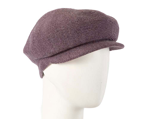 Classic warm eggplant wool beaked cap. Made in Europe