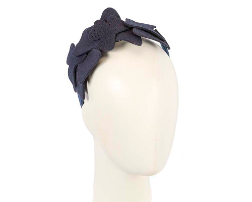 Petite navy felt halo winter fascinator by Max Alexander