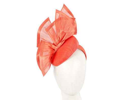 Bespoke orange spring racing fascinator pillbox by Fillies Collection