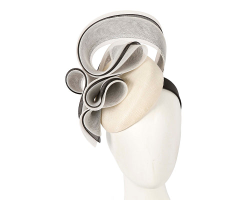 Cream and black racing pillbox fascinator by Fillies Collection